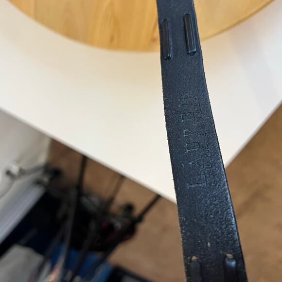 Ralph Lauren Black Genuine Leather Weaved Thin Skinny Silver Buckle Belt Size M main image 14